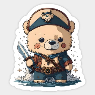 Kawaii Adorable Cartoon Pirate Polar Bear Design Sticker